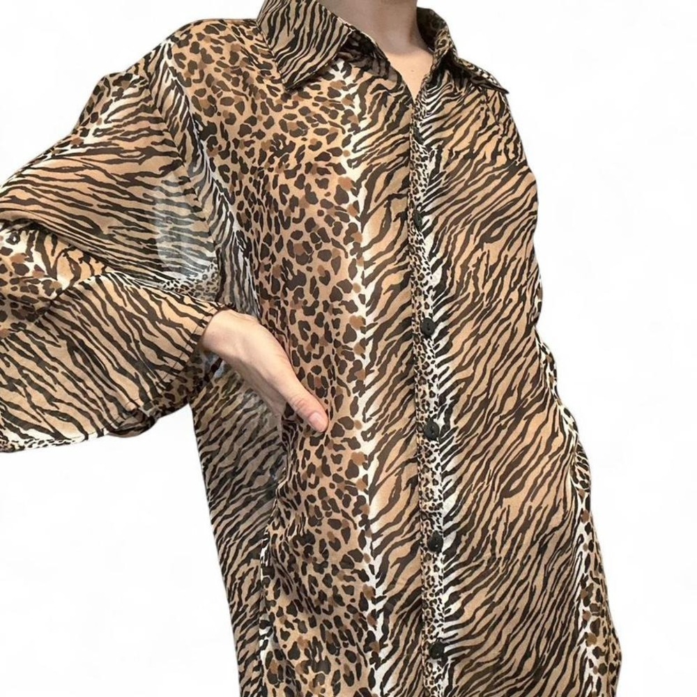 Sheer animal print blouse